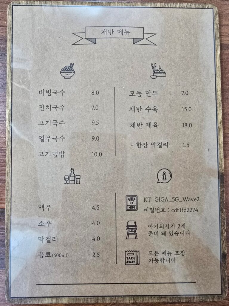 채반 가격표